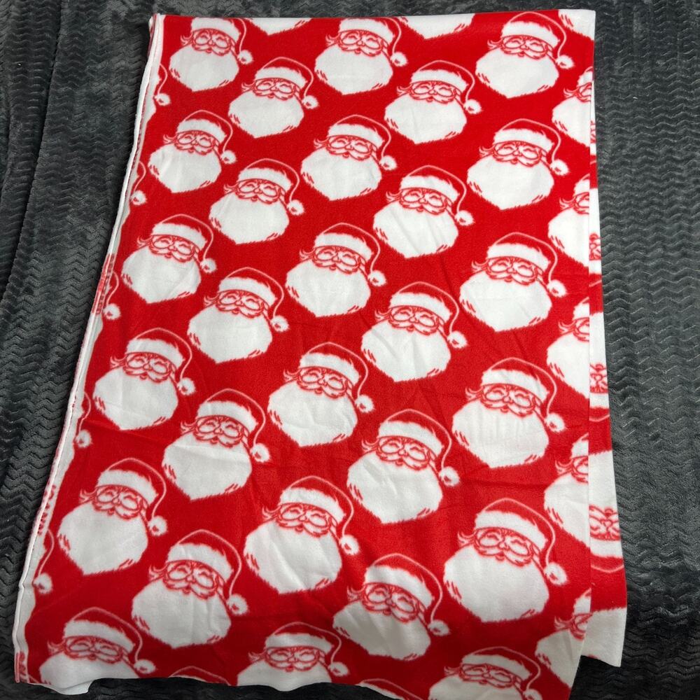 Super Snuggle Flannel Christmas Vtg Santa Face Red White Joann Fabric 84x60
